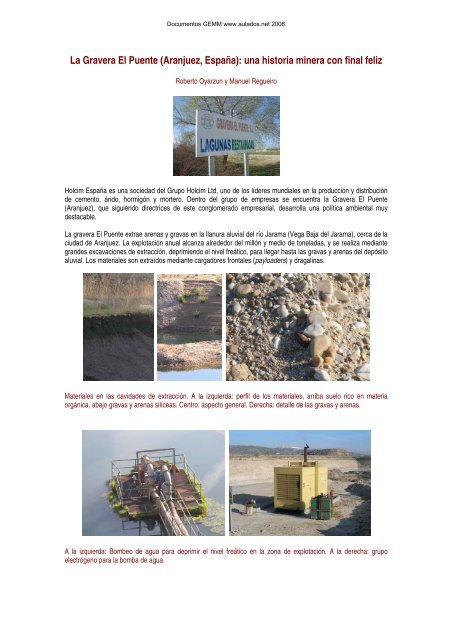 La Gravera El Puente (Aranjuez, EspaÃ±a): una historia minera con ...