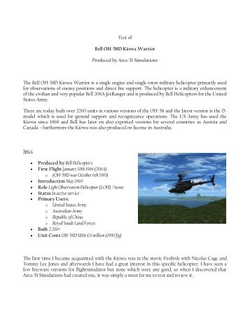 Area-51 Simulations Bell OH-58D Kiowa Warrior - Rays Aviation