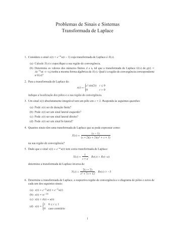 Problemas de Sinais e Sistemas Transformada de Laplace - ISR