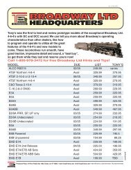 Broadway Ltd Specials - Tony's Train Exchange