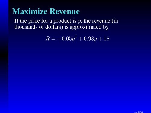 Math 211 Business Calculus Applications of Derivatives