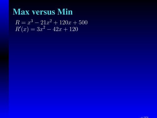 Math 211 Business Calculus Applications of Derivatives