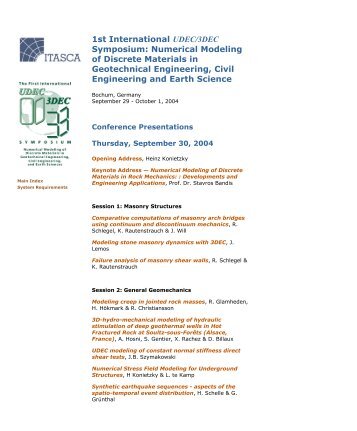 1st International UDEC/3DEC Symposium: Numerical Modeling of ...