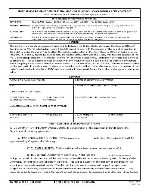 DA Form 597-3, JUL 2005 - Army ROTC