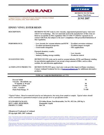 PRODUCT JUNE 2007 EPOXY VINYL ESTER RESIN