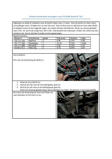 Schakel mechanisme vervangen in een T4 (2400 Diesel BJ Ã¢Â€Âœ93 ...