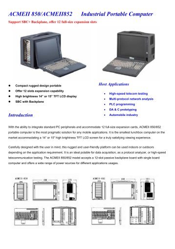 ACMEII 850/ACMEII852 Industrial Portable Computer