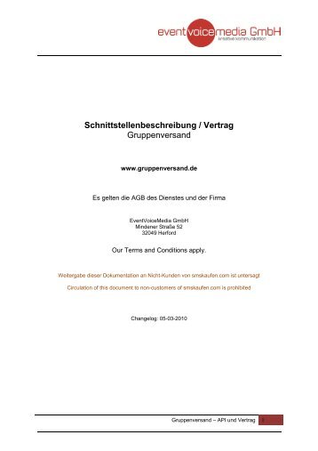 Schnittstellenbeschreibung / Vertrag Gruppenversand - SMSKAUFEN