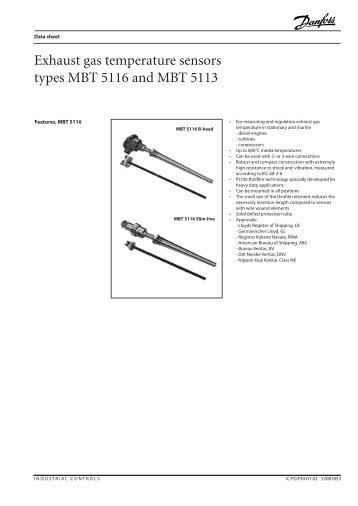 Exhaust gas temperature sensors types MBT 5116 ... - Technoprocess