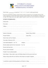 st patrick's college application for enrolment international students