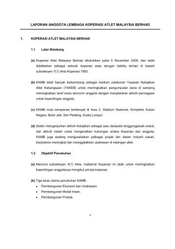 Laporan Koperasi - Koperasi Atlet Malaysia Berhad (KAMB)