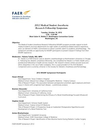 View the 2012 MSARF Symposium abstracts PDF file