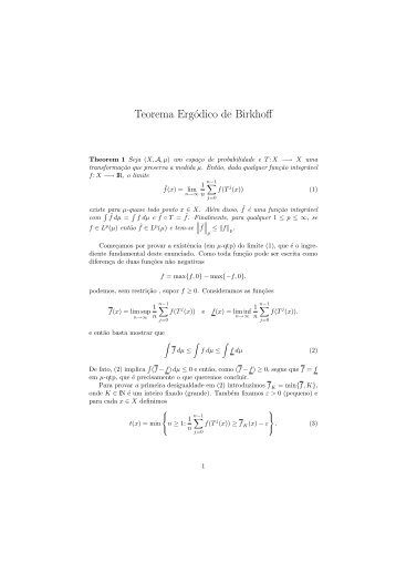 Teorema Ergódico de Birkhoff - Impa