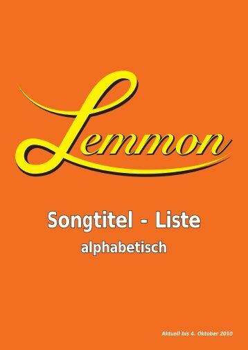 Songtitel - Liste - LEMMON Bar