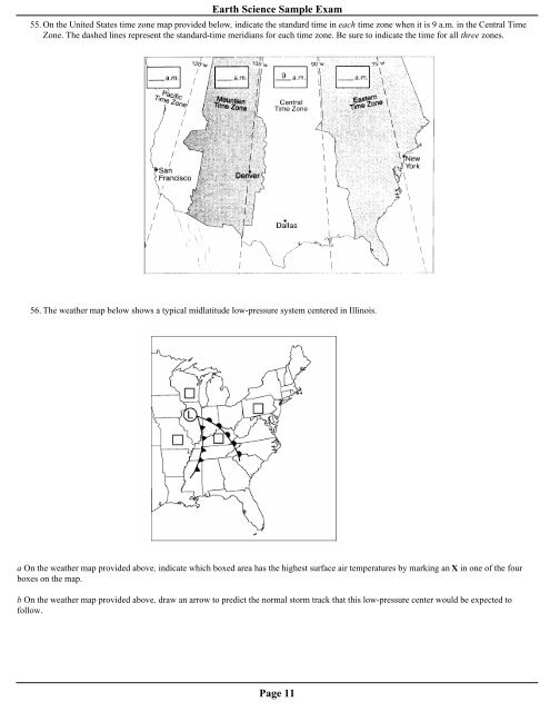 Earth Science Sample Exam Any School USA Period 4 ... - Eduware