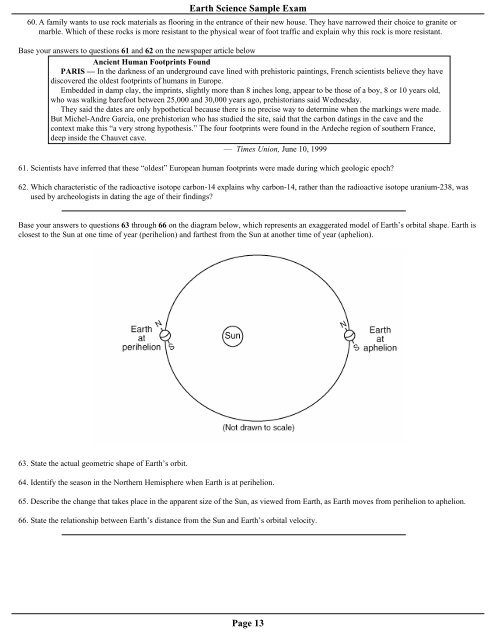 Earth Science Sample Exam Any School USA Period 4 ... - Eduware