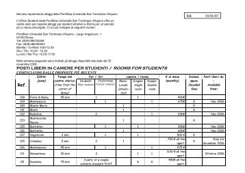 Camere per studenti - Pontificia UniversitÃ  Urbaniana