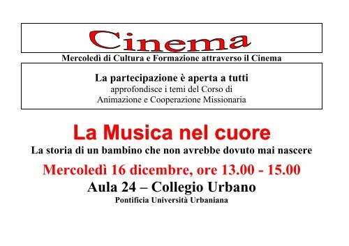 La Musica nel cuore - Pontificia UniversitÃ  Urbaniana