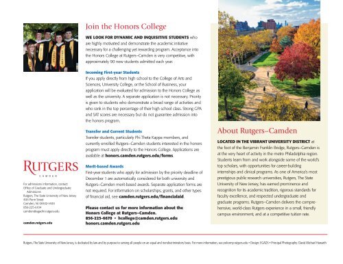 Honors College - Rutgers University-Camden - Rutgers, The State ...