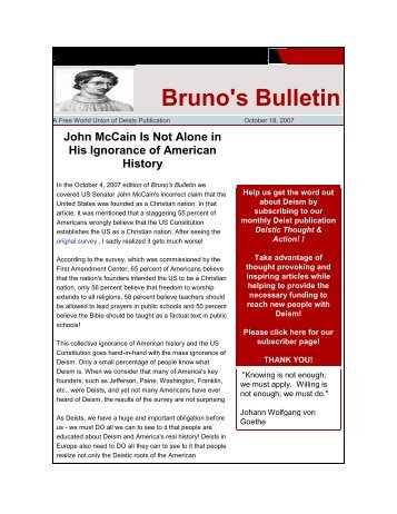 Bruno's Bulletin - World Union of Deists