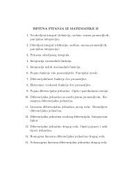 ISPITNA PITANJA IZ MATEMATIKE II 1. Neodredjeni integral ...