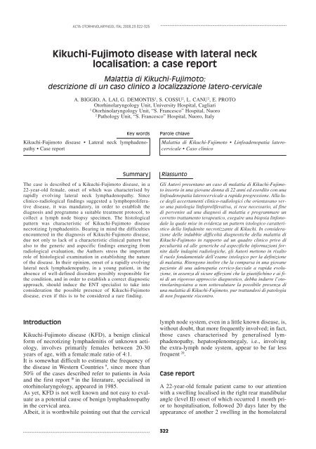 Kikuchi-Fujimoto disease with lateral neck localisation: a case report