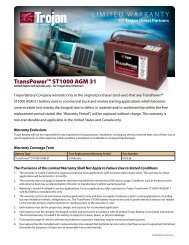 LIMITED WARRANTY - Trojan Battery Company