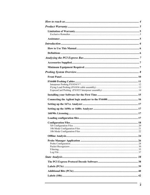 FS4400 PCI Express State Analysis Probe User Manual - FuturePlus ...