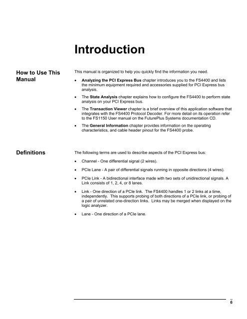 FS4400 PCI Express State Analysis Probe User Manual - FuturePlus ...