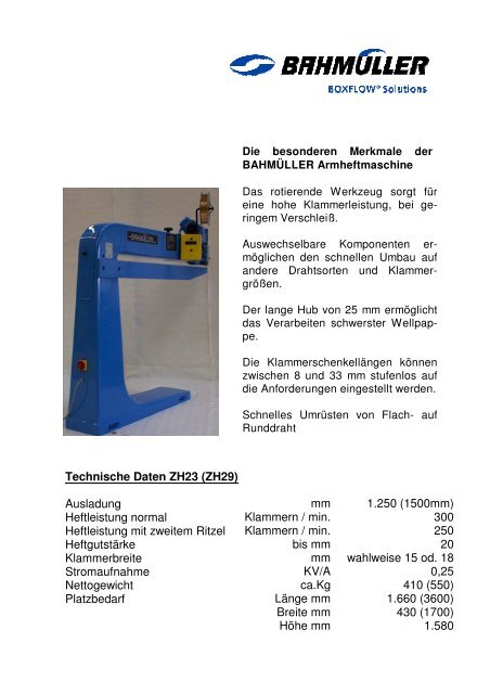 Armheftmaschine ZH 23 Tischheftmaschine ZH 29 - Wilhelm ...