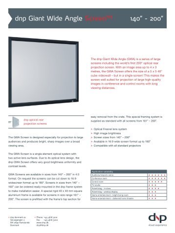 dnp Giant Wide Angle Screen™ 140” - 200”