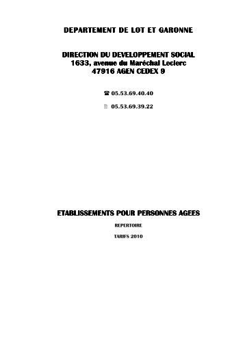 REPERTOIRE des etablissements PA 11 2010 - Lot-et-Garonne