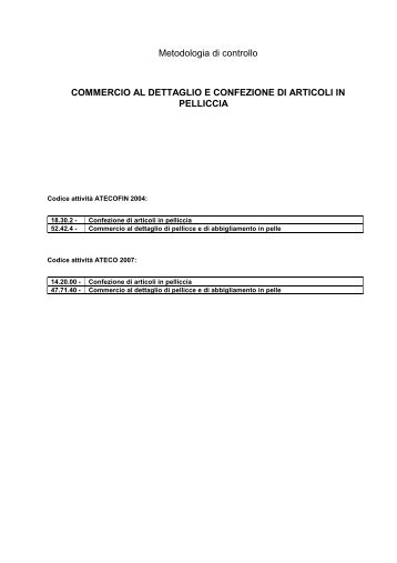 Commercio al dettaglio e confezioni di articoli in pelliccia - pdf