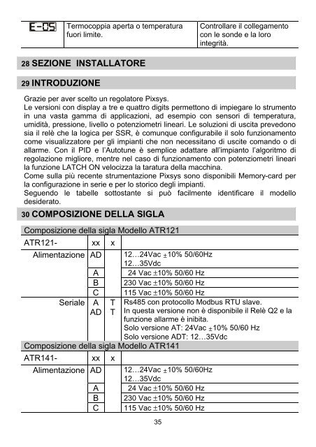 REGOLATORE CONTROLLER ATR121 ATR141 Manuale User ...