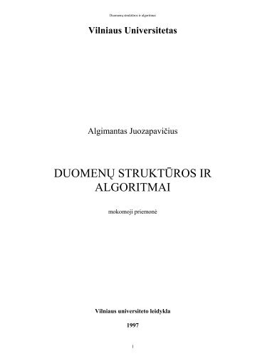 duomenÅ³ struktÅ«ros ir algoritmai - Matematikos ir Informatikos ...