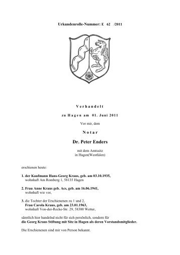 Satzungsänderung - Georg Kraus Stiftung