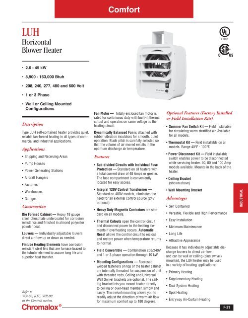 LUH Catalog Page Chromalox Precision Heat and Control