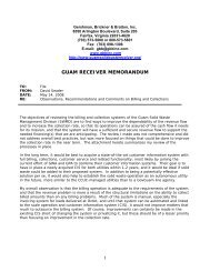 GUAM RECEIVER MEMORANDUM - Guam Solid Waste Receivership