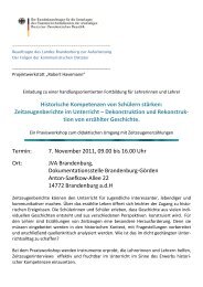 Lehrerfortbildung Zeitzeugenarbeit 07.11. Brandenburg