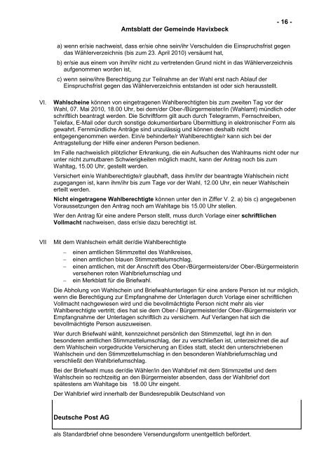 AMTSBLATT der Gemeinde Havixbeck