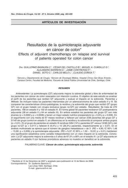 Resultados de la quimioterapia adyuvante en cÃ¡ncer de colon. Dr ...