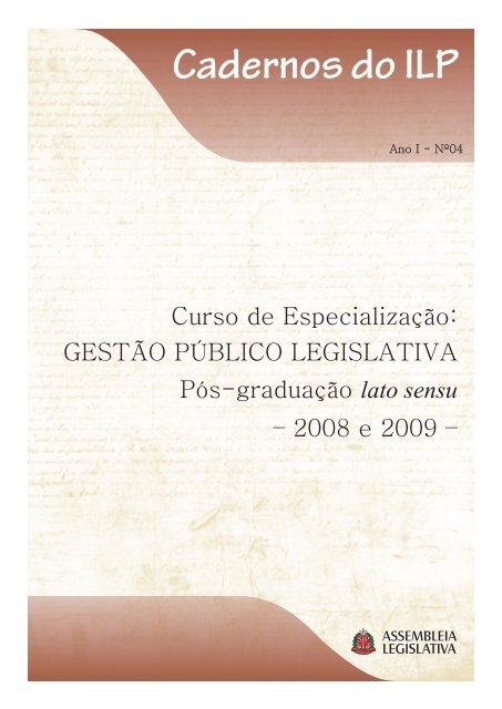 Gestão Público Legislativa Pós-graduação lato sensu - Assembleia ...