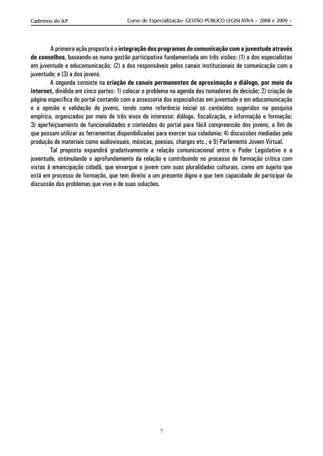 Gestão Público Legislativa Pós-graduação lato sensu - Assembleia ...