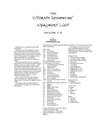 The Ultimate Shadowrun equipment list.pdf - Shadowrun.us