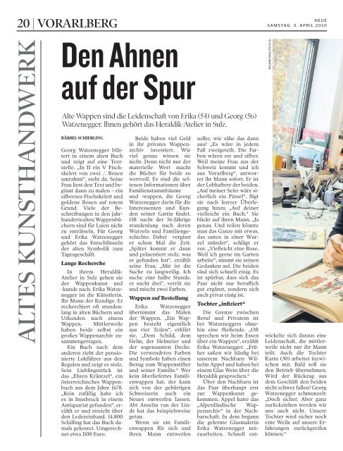 Neue Vorarlberger Tageszeitung vom 03.04.2010