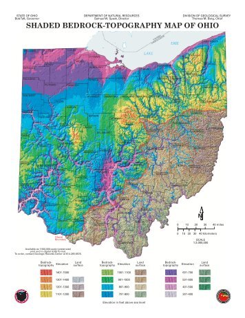 Shaded bedrock-topography map of Ohio - Adams County/Ohio ...