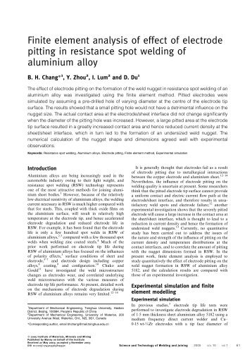 Finite element analysis of effect of electrode pitting - Mechanical and ...