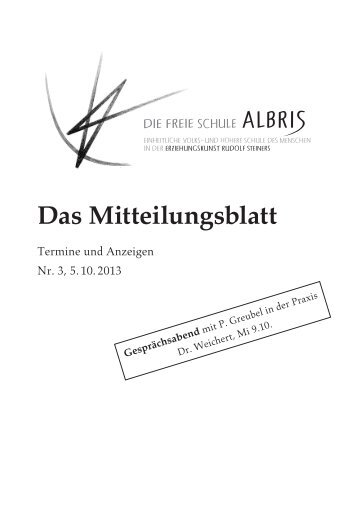 Das Mitteilungsblatt - Die Freie Schule Albris