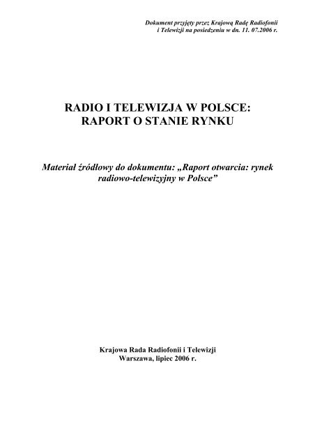 raport o stanie rynku - Krajowa Rada Radiofonii i Telewizji