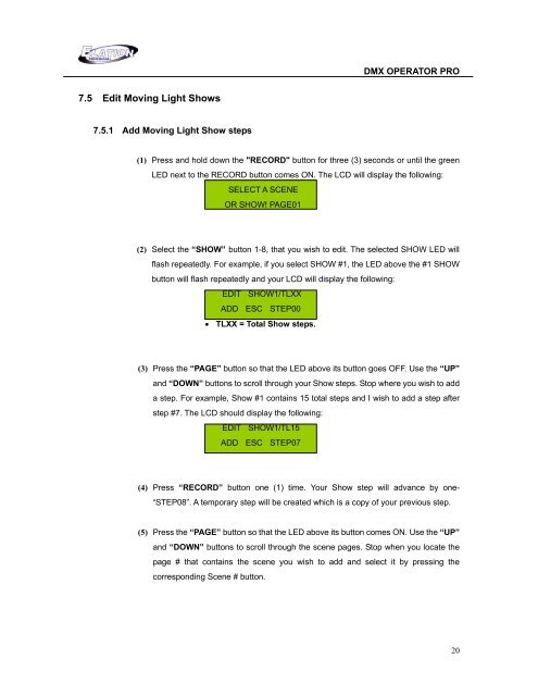 DMX Operator Pro User Manual (pdf) - Elation Professional